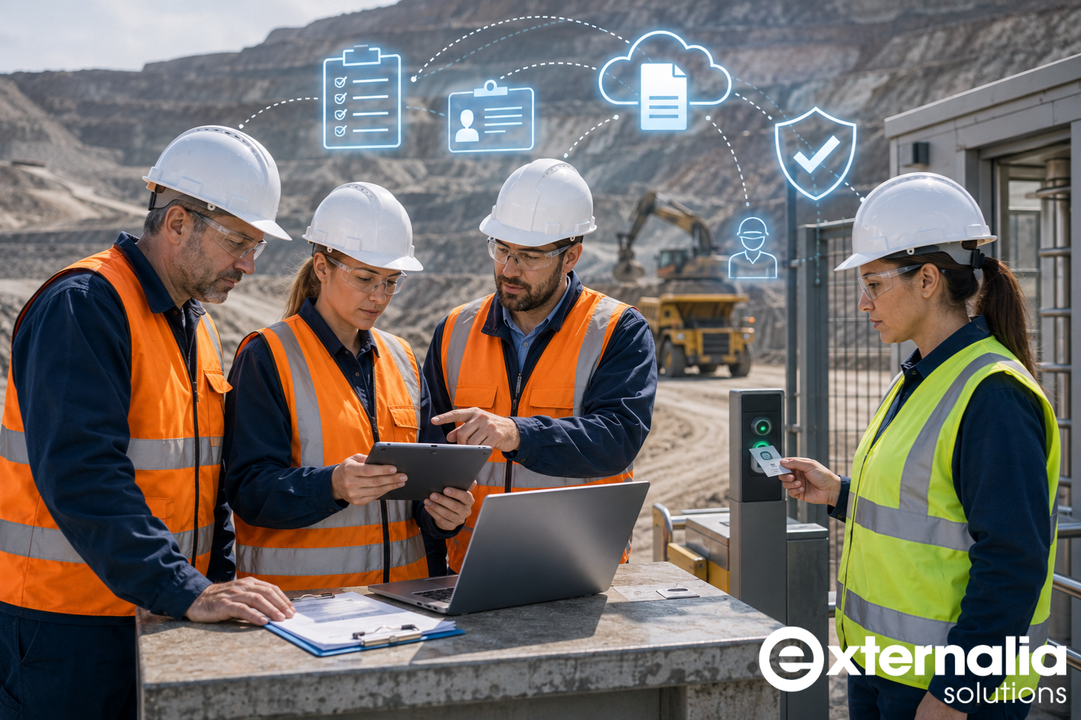Obligaciones del contratista Externalia Solutions Técnico de PRL supervisando documentación CAE de contratistas y subcontratistas en obra de construcción con plataforma eGestiona